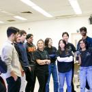 UC Davis Hyperloop OneLoop members near a chalkboard