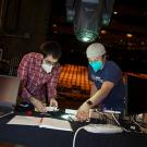students working on a stage